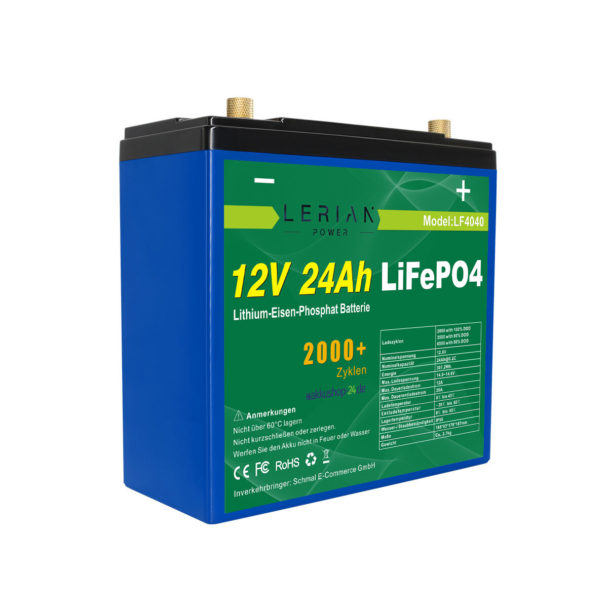 LiFePO4 Akku 24V 42Ah Lithium-Eisen-Phosphat Batterie, 519,00 €